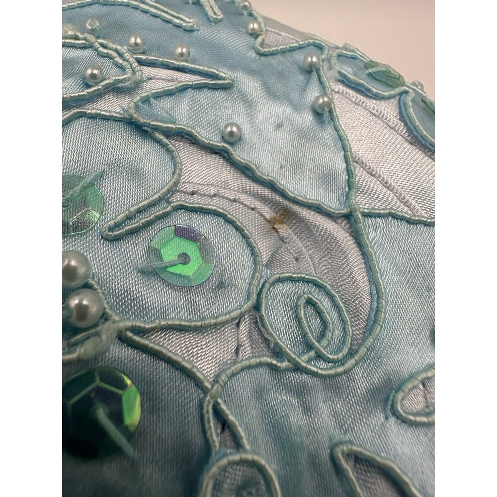 Vintage Finesse Y2K Blue Floral Beaded Bucket Hat Embroidered Sequin Pearl - Picture 6 of 9